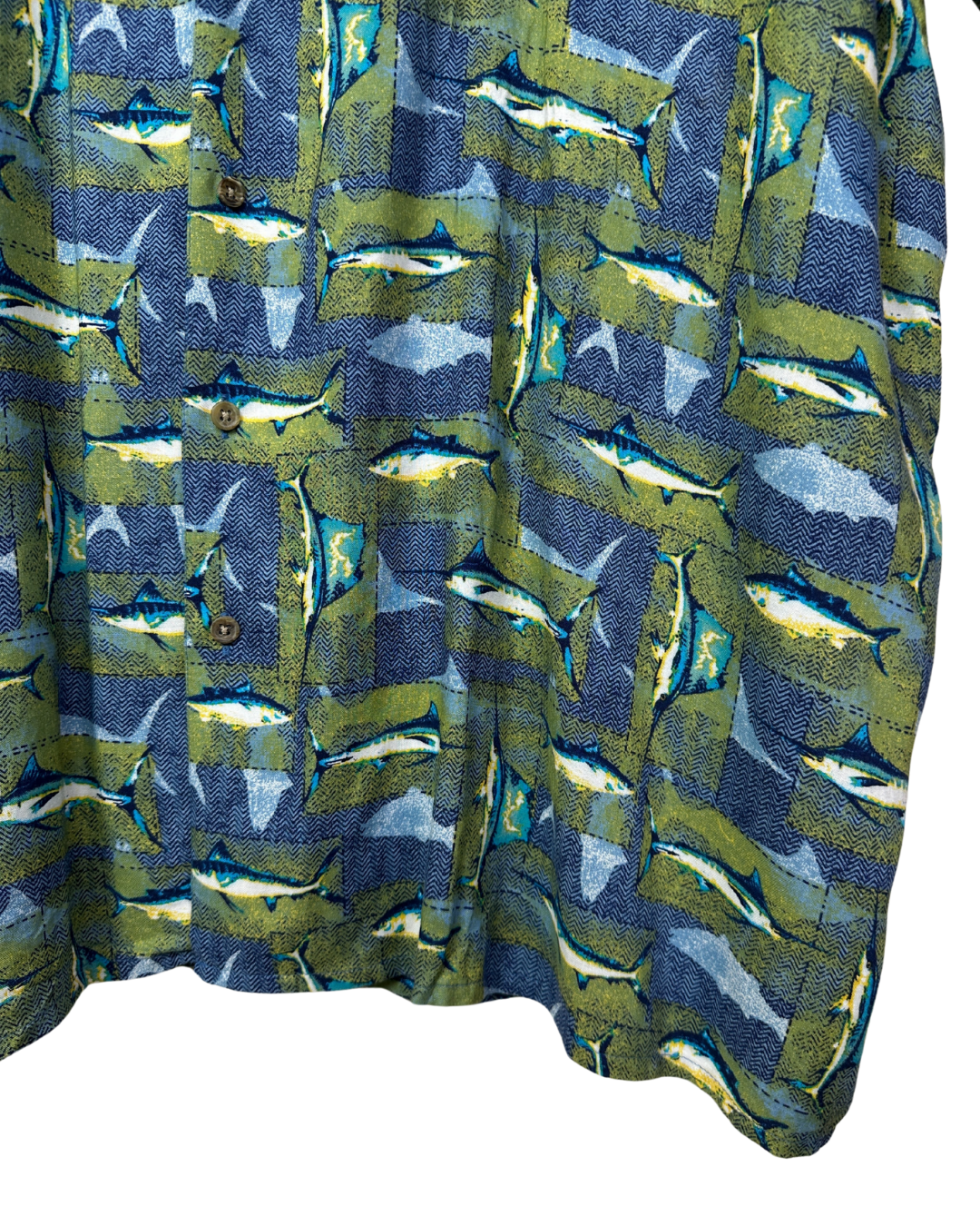 Town craft Fish Pattern Shirt 3XL - Funkify