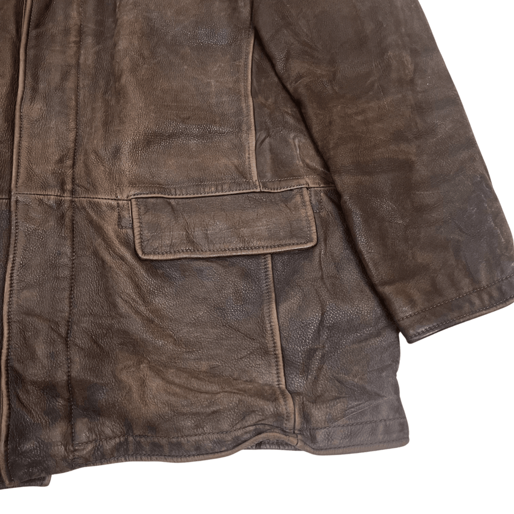 Trapper Brown Leather Jacket 3XL - Funkify