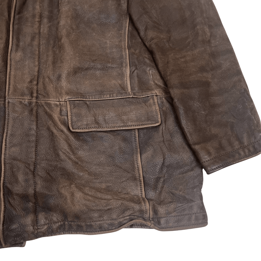 Trapper Brown Leather Jacket 3XL - Funkify