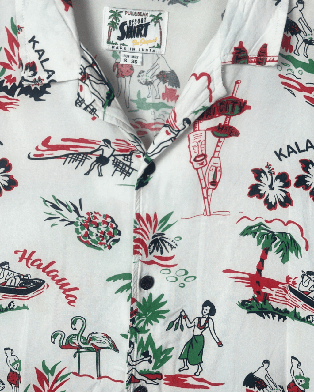 Tribal Patterned Hawaiian Shirt Small - Funkify