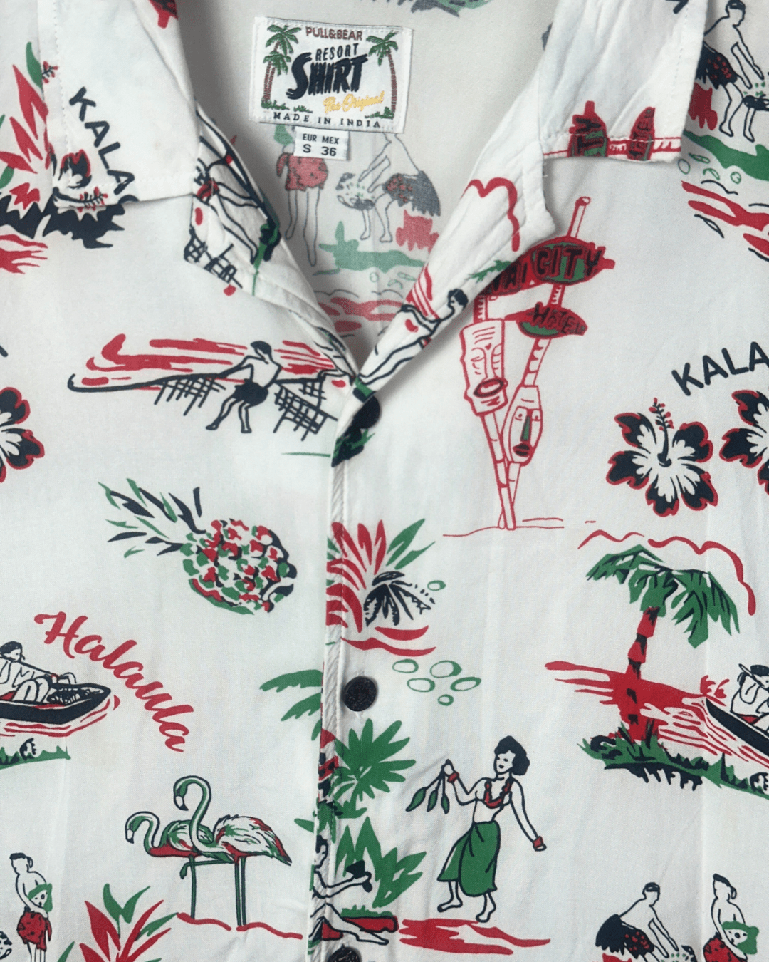 Tribal Patterned Hawaiian Shirt Small - Funkify