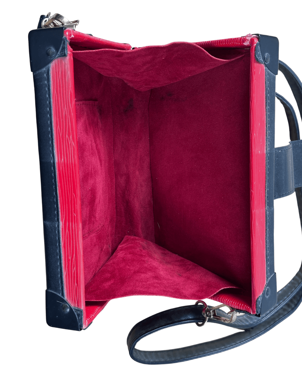 Trunk - Style Crossbody Bag – Red Faux Leather with Gold Hardware - Funkify
