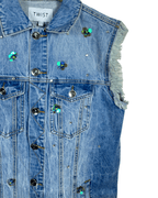 Twist Embellished Denim Vest with Raw Edges - Funkify