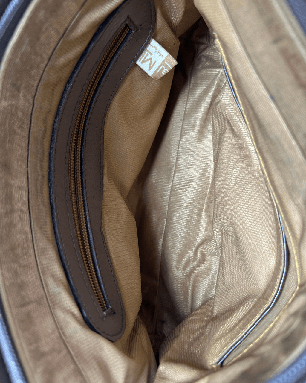 Two - Tone Brown Genuine Leather Crossbody Bag w/ Croc - Embossed Flap - Funkify