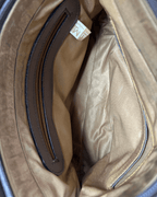 Two - Tone Brown Genuine Leather Crossbody Bag w/ Croc - Embossed Flap - Funkify