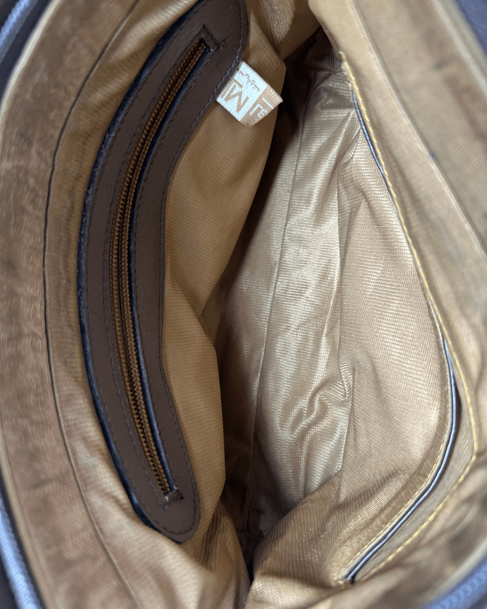Two - Tone Brown Genuine Leather Crossbody Bag w/ Croc - Embossed Flap - Funkify