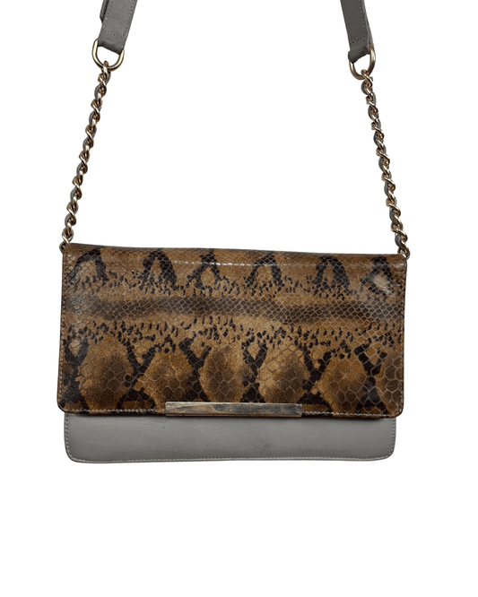 Two - Tone Python Embossed Crossbody Bag - Funkify