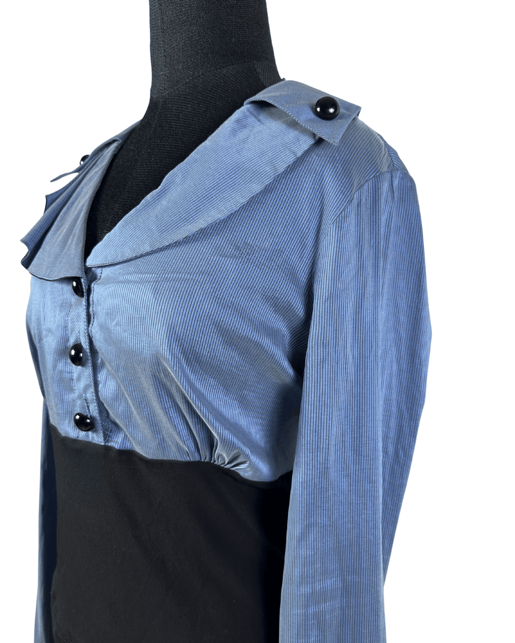 Two - Tone Structured Button - Up Blouse - Funkify