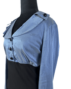 Two - Tone Structured Button - Up Blouse - Funkify