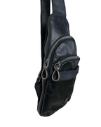 Unisex Armani Jeans Black Leather Crossbody Sling Bag - Funkify