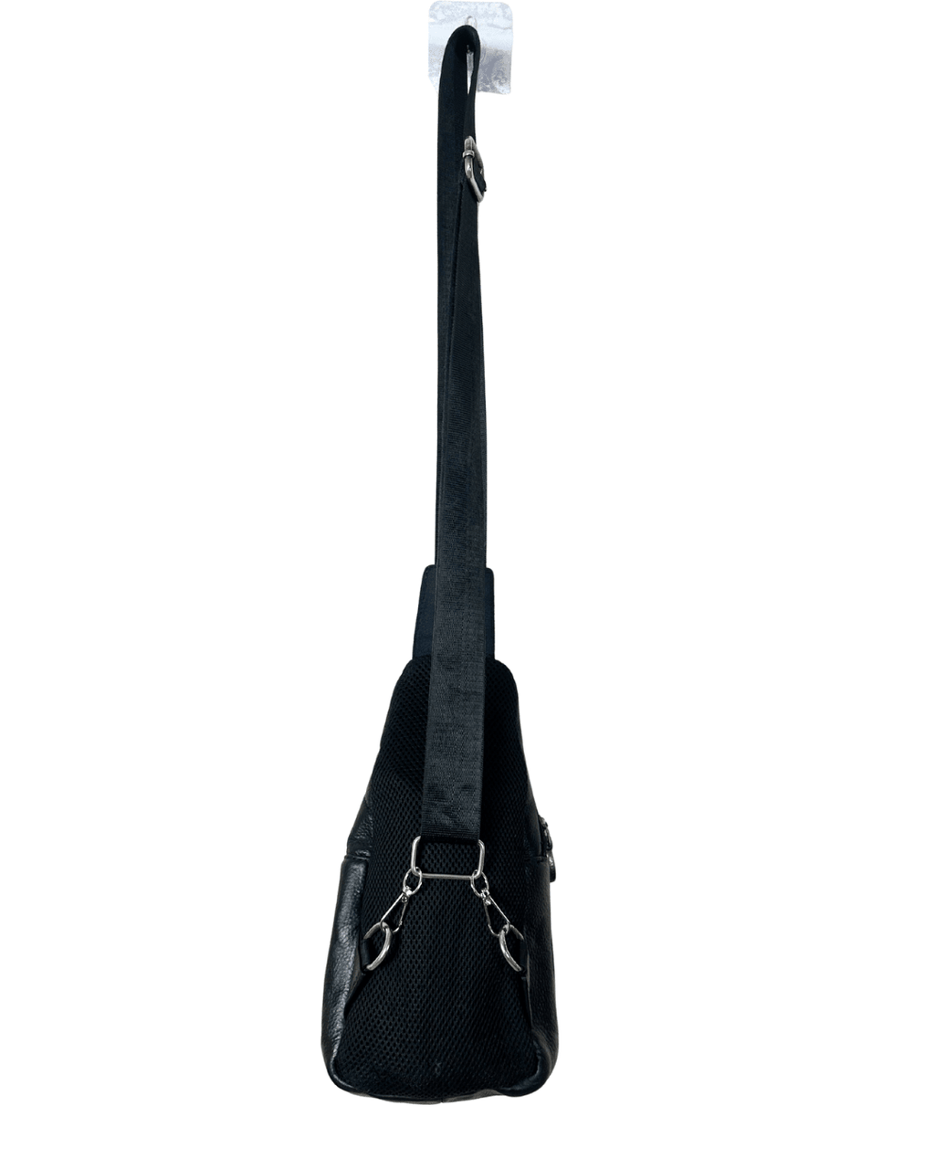 Unisex Armani Jeans Black Leather Crossbody Sling Bag - Funkify