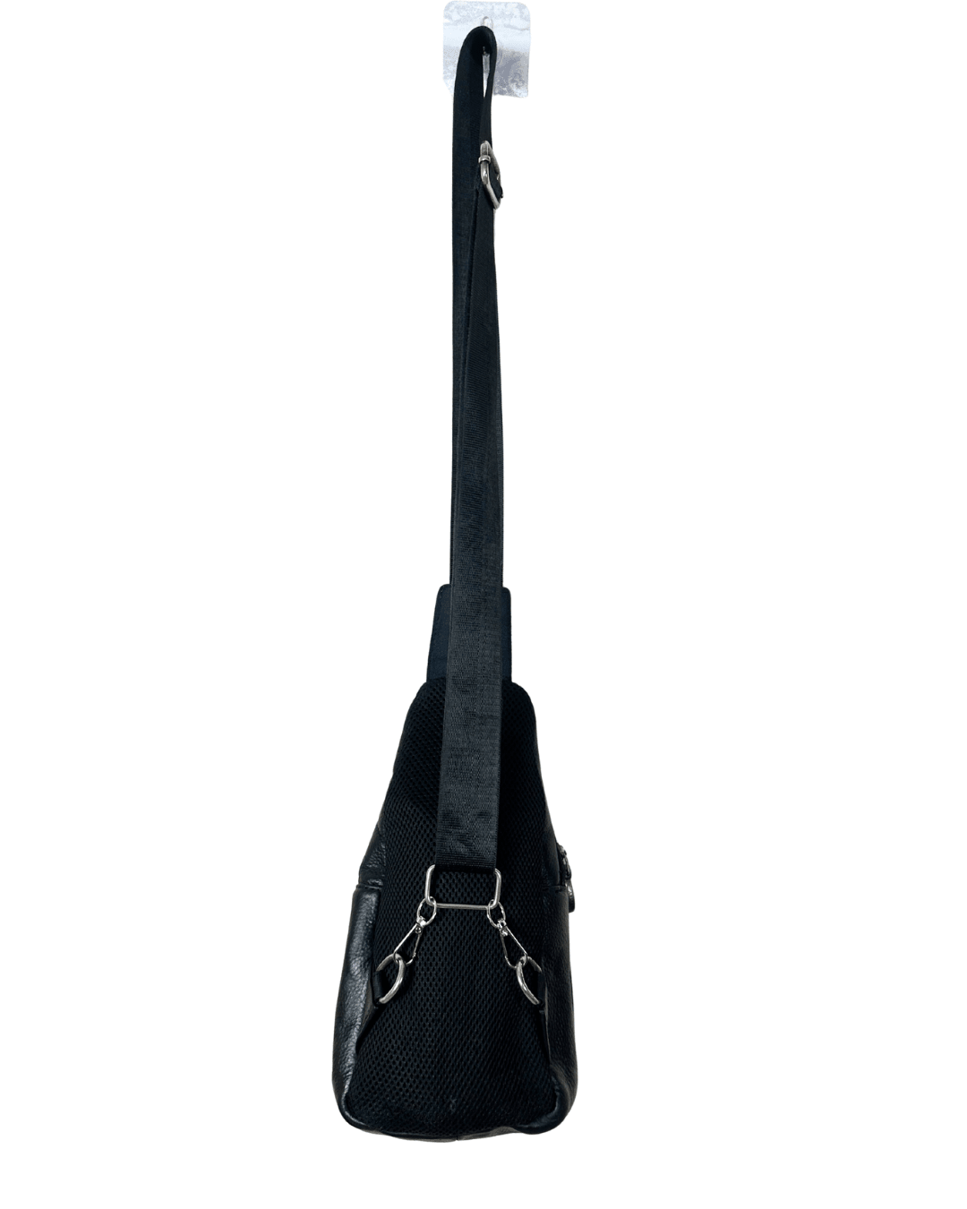 Unisex Armani Jeans Black Leather Crossbody Sling Bag - Funkify
