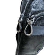 Unisex Armani Jeans Black Leather Crossbody Sling Bag - Funkify