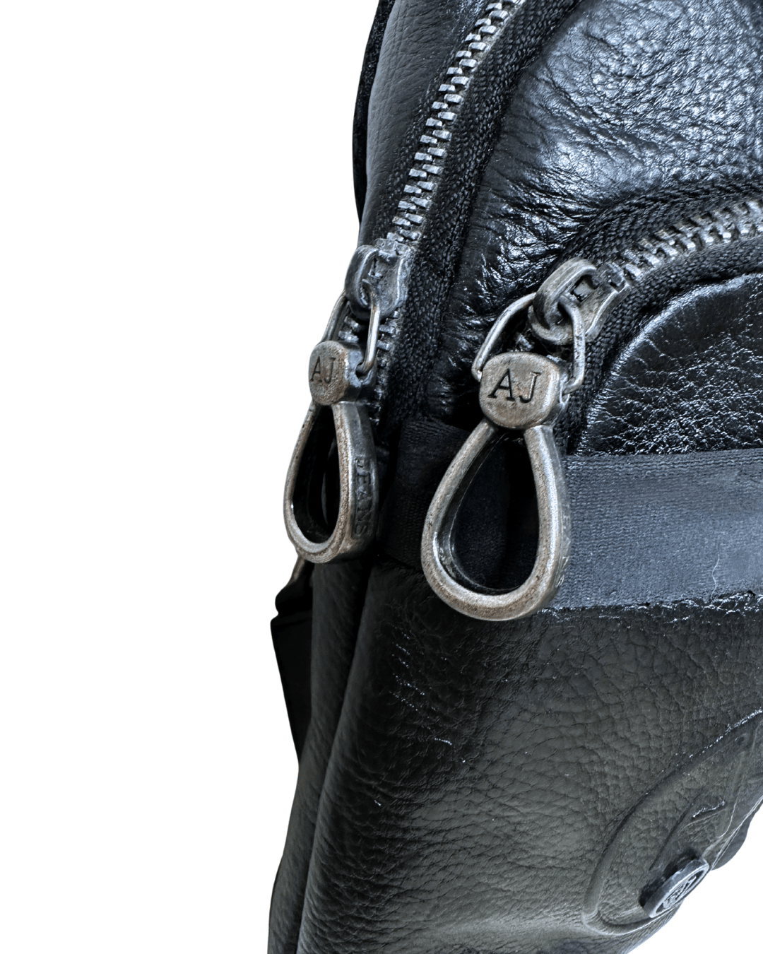Unisex Armani Jeans Black Leather Crossbody Sling Bag - Funkify