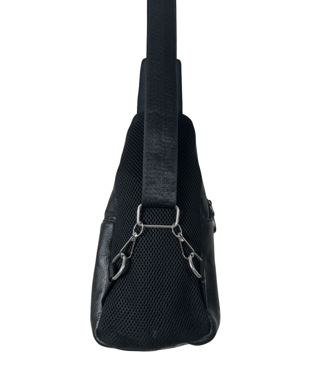 Unisex Armani Jeans Black Leather Crossbody Sling Bag - Funkify