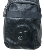 Unisex Armani Jeans Black Leather Crossbody Sling Bag - Funkify