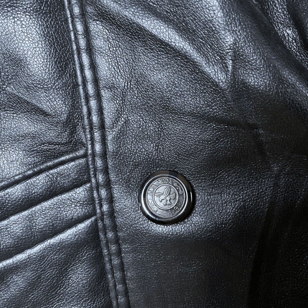 V Italian Fur Collar Genuine Leather Jacket XL - Funkify
