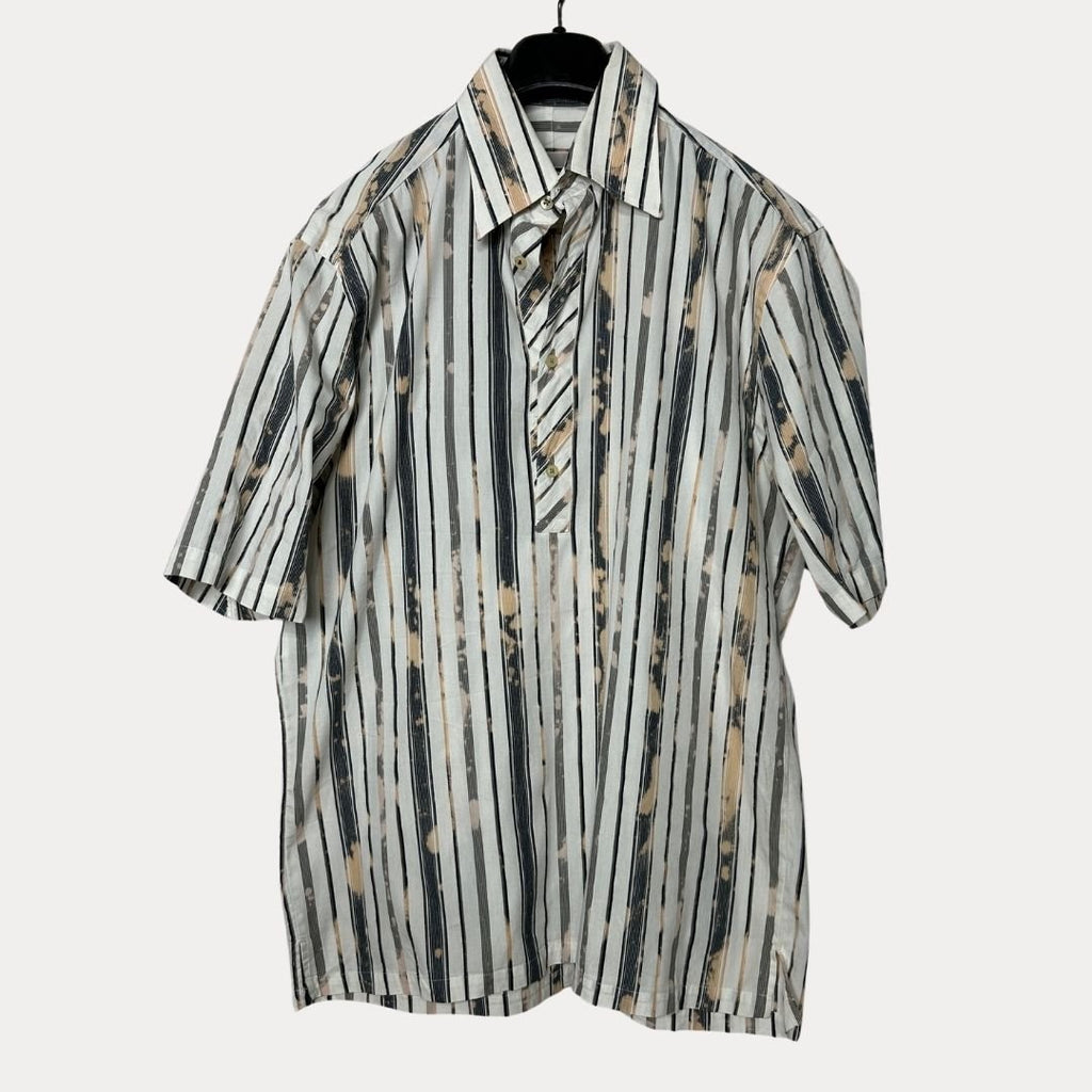 Venti Striped Quarter-Button Shirt Medium - Funkify