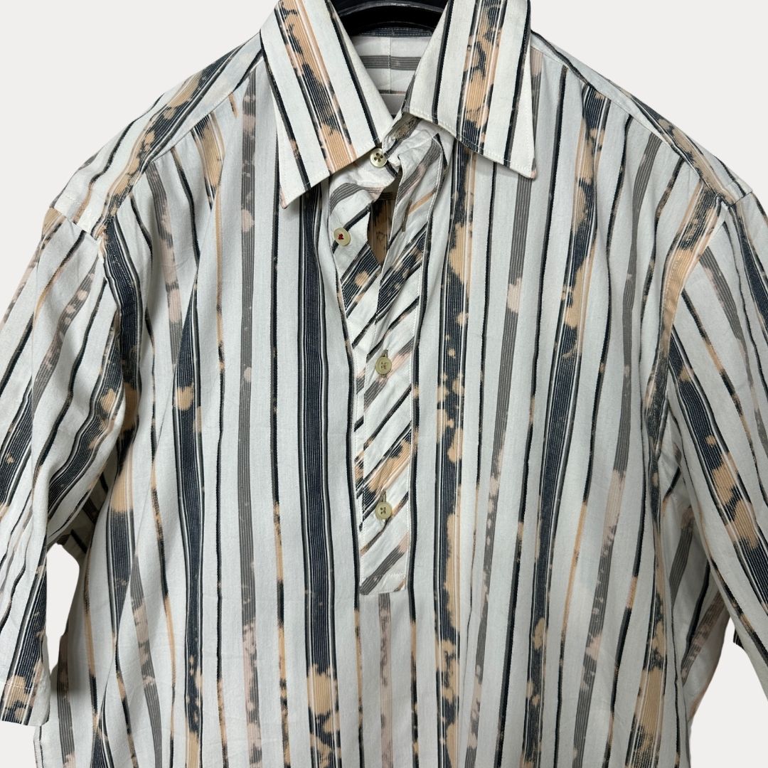Venti Striped Quarter-Button Shirt Medium - Funkify