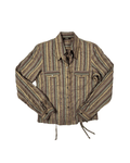 Verse Striped Fitted Shirt Drawstring Hem with Shoulder Pads - Funkify