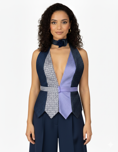 Handmade Upcycled Tie Vest Top with Choker