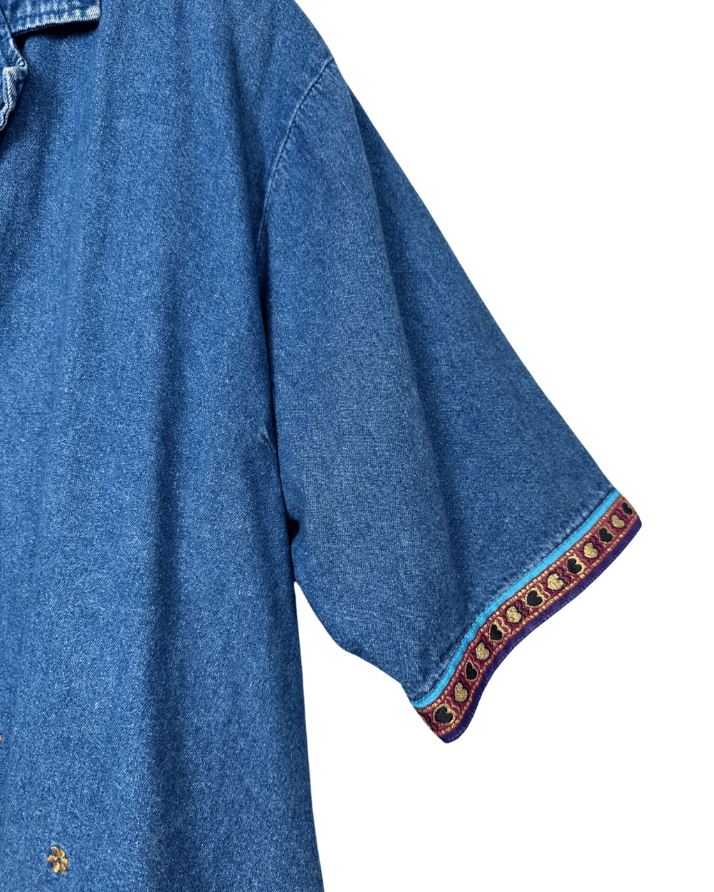 Victoria Jones Denim Shirt with Embroidered Trim - Funkify