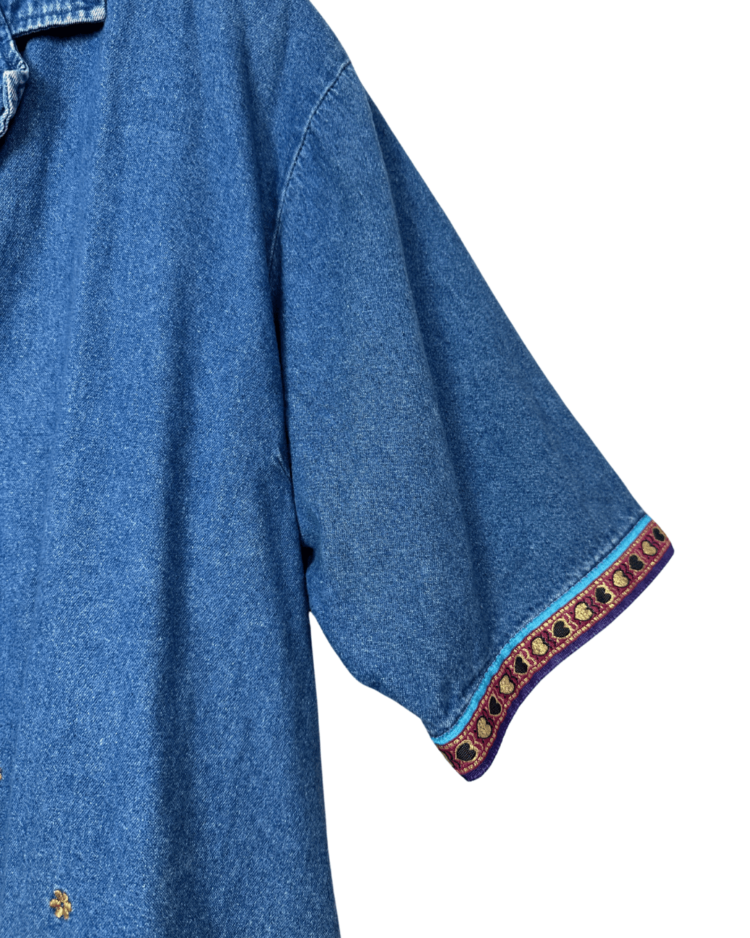 Victoria Jones Denim Shirt with Embroidered Trim - Funkify