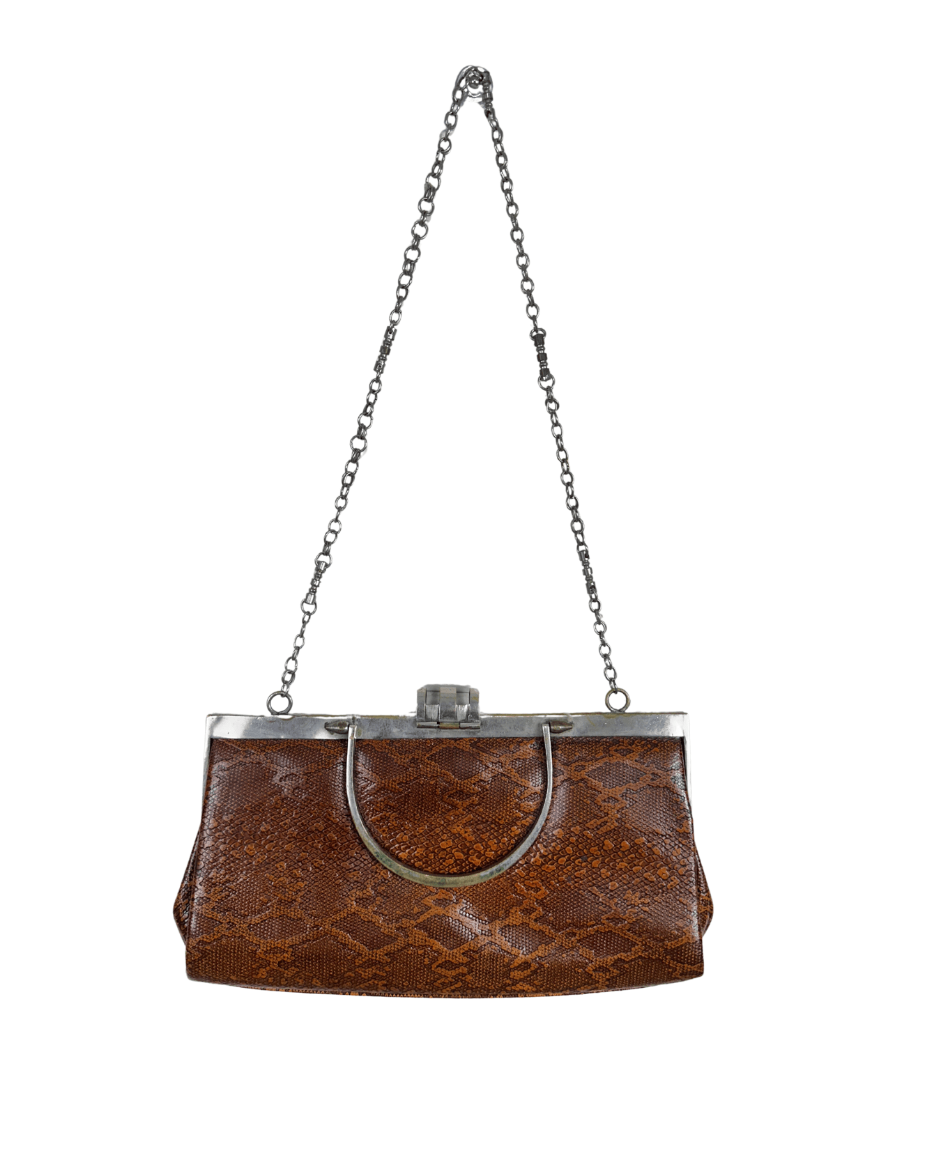 Vintage 1950s Genuine Karung Snakeskin Chain Shoulder Bag - Funkify
