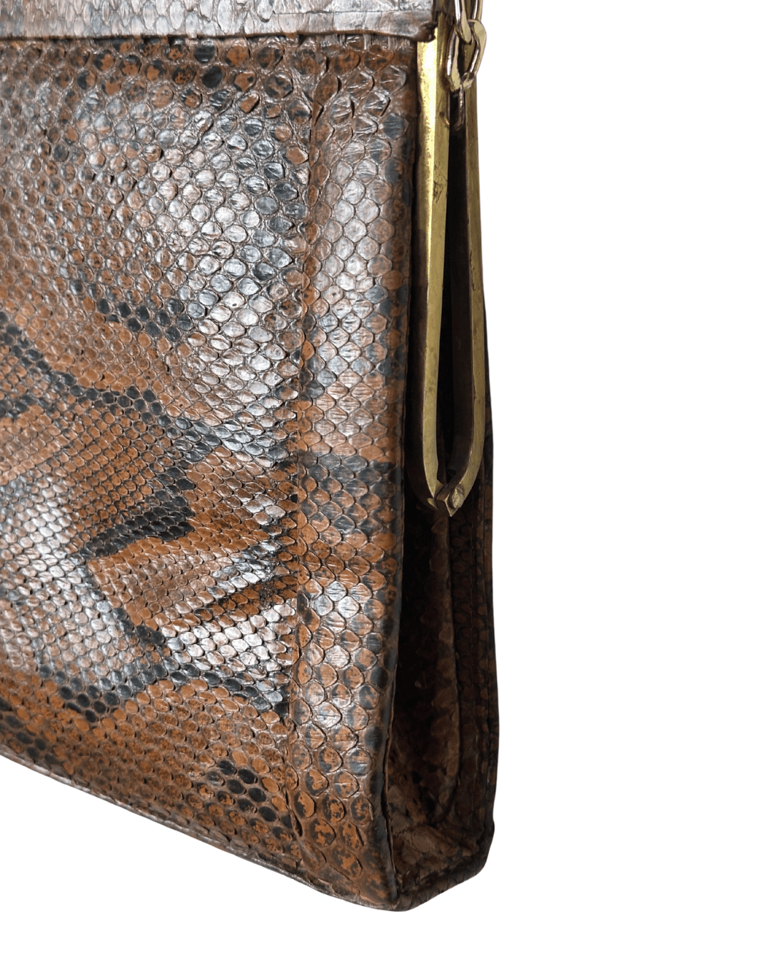 Vintage 1960s/1970s Genuine Snakeskin Shoulder Bag with Chain Strap - Funkify