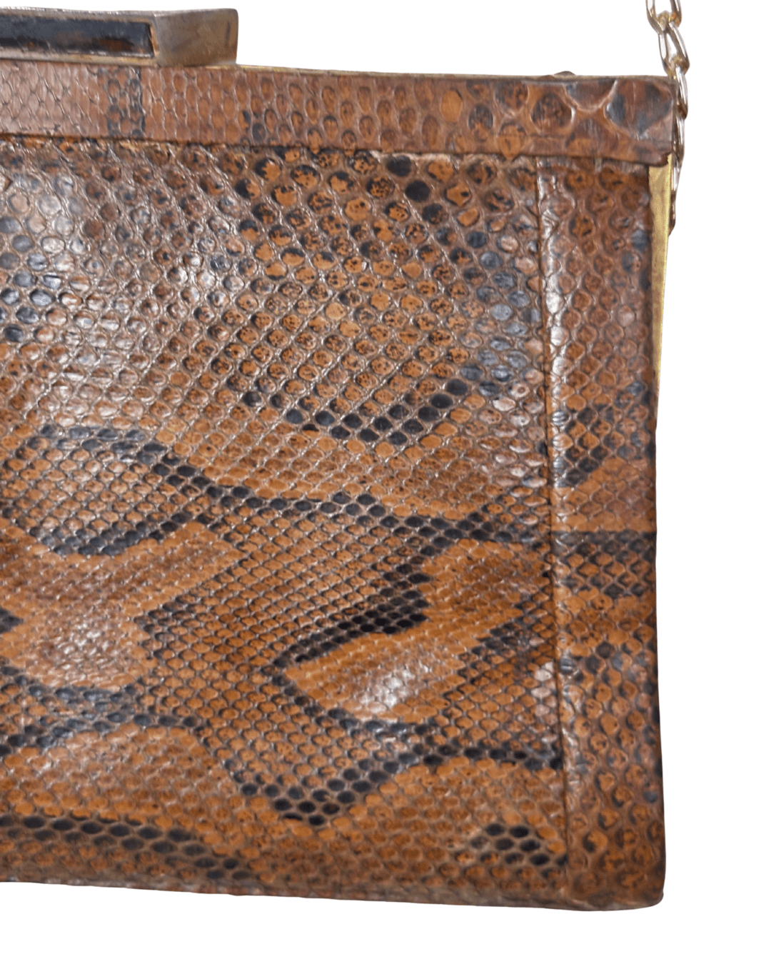 Vintage 1960s/1970s Genuine Snakeskin Shoulder Bag with Chain Strap - Funkify
