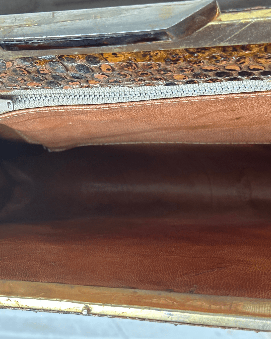 Vintage 1960s/1970s Genuine Snakeskin Shoulder Bag with Chain Strap - Funkify