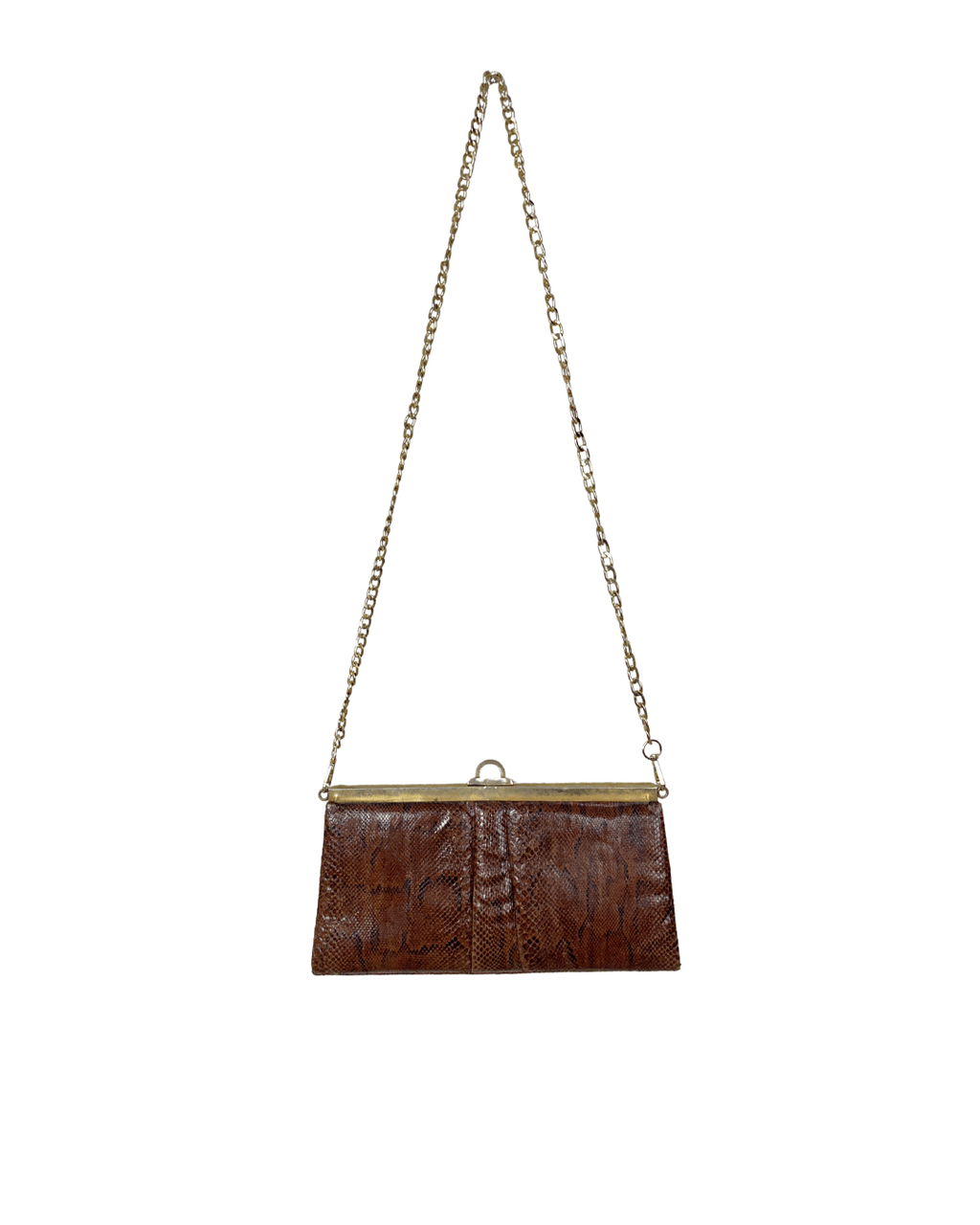 Vintage 1970s Genuine Snakeskin with Gold Chain Strap - Funkify