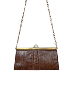Vintage 1970s Genuine Snakeskin with Gold Chain Strap - Funkify