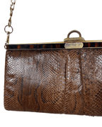 Vintage 1970s Genuine Snakeskin with Gold Chain Strap - Funkify