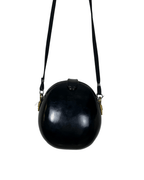 Vintage 1970s H.B. Round Patent Leather Shoulder Canteen Bag - Funkify