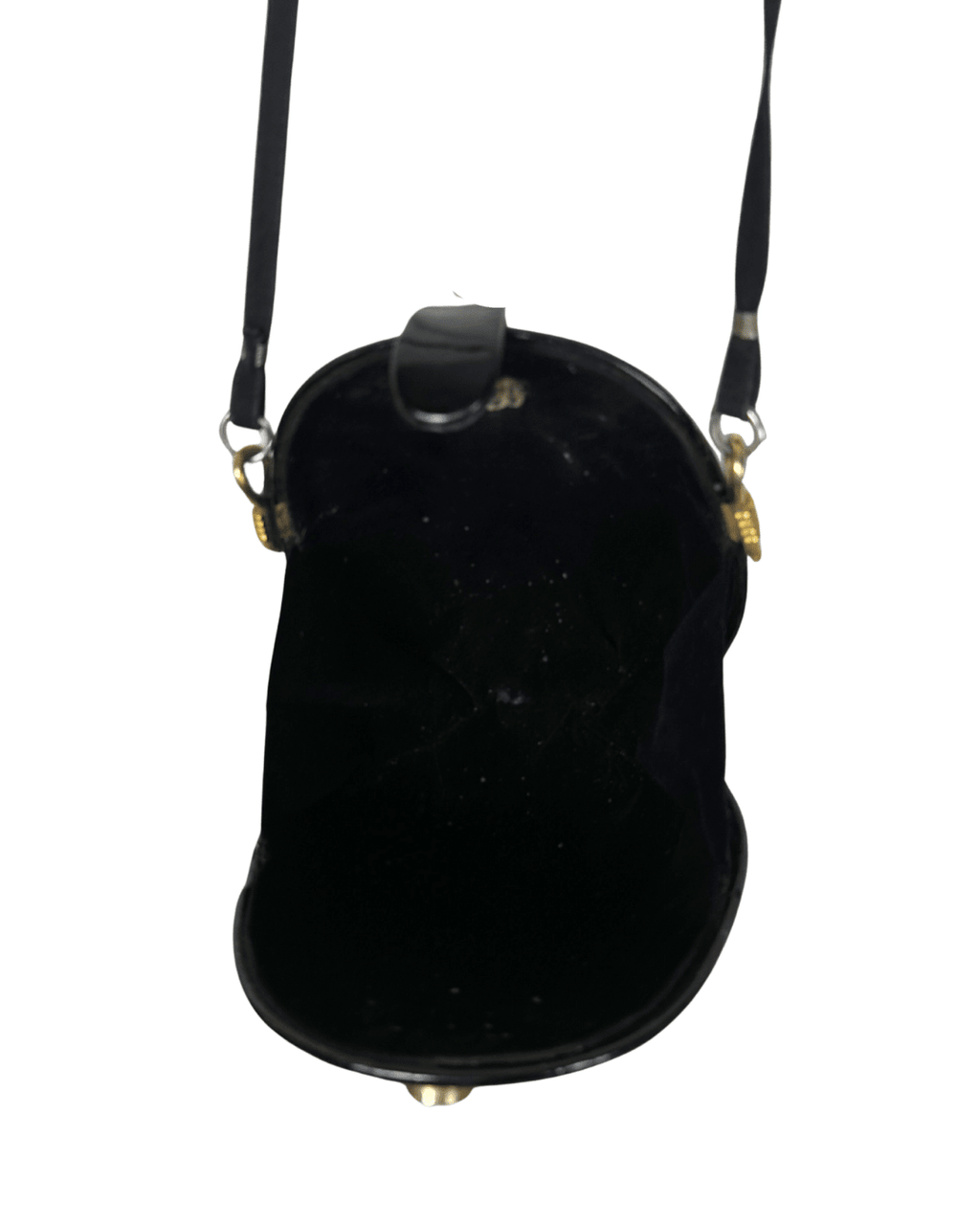 Vintage 1970s H.B. Round Patent Leather Shoulder Canteen Bag - Funkify