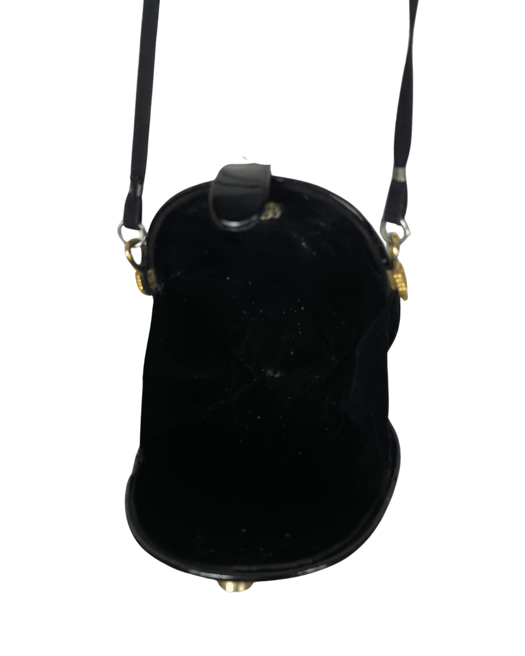 Vintage 1970s H.B. Round Patent Leather Shoulder Canteen Bag - Funkify
