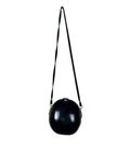 Vintage 1970s H.B. Round Patent Leather Shoulder Canteen Bag - Funkify