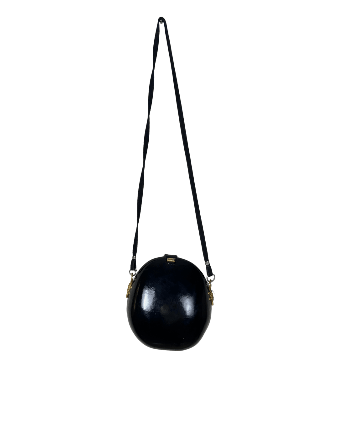 Vintage 1970s H.B. Round Patent Leather Shoulder Canteen Bag - Funkify