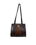 Vintage 1980s Belle Paris Brown Two - Tone Handbag with Gold Lock Detail - Funkify