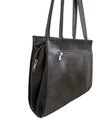 Vintage 1980s Belle Paris Brown Two - Tone Handbag with Gold Lock Detail - Funkify