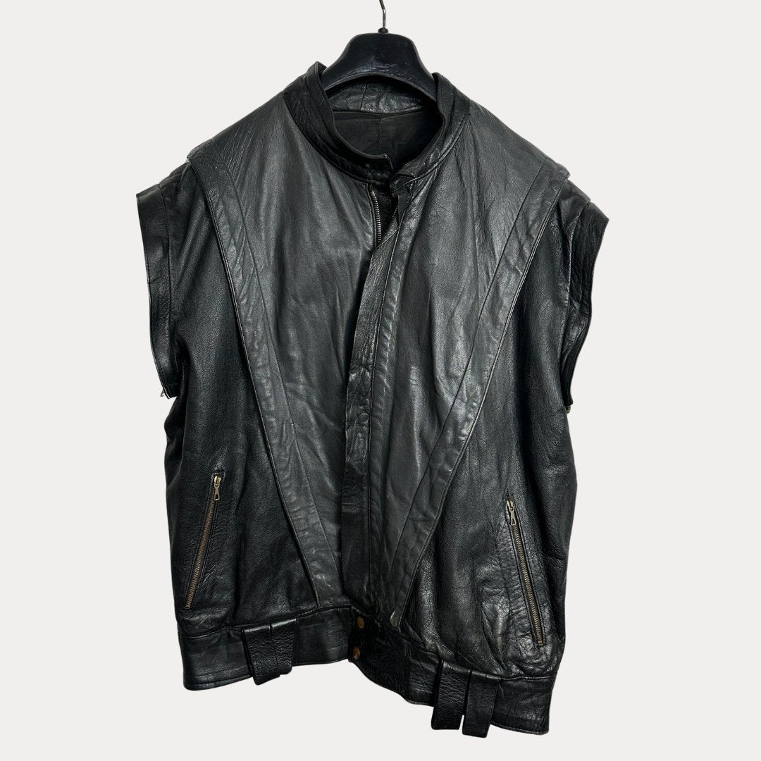Vintage 2in1 Genuine Leather Jacket & Vest Medium - Funkify