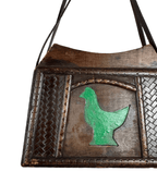 Vintage 70s Handcrafted Wooden Folk Art Shoulder Bag - Funkify