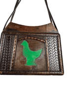 Vintage 70s Handcrafted Wooden Folk Art Shoulder Bag - Funkify