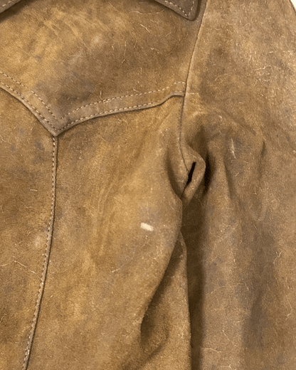 Vintage 70s "Western Grunge" Distressed Suede Leather Women's Coat - Funkify