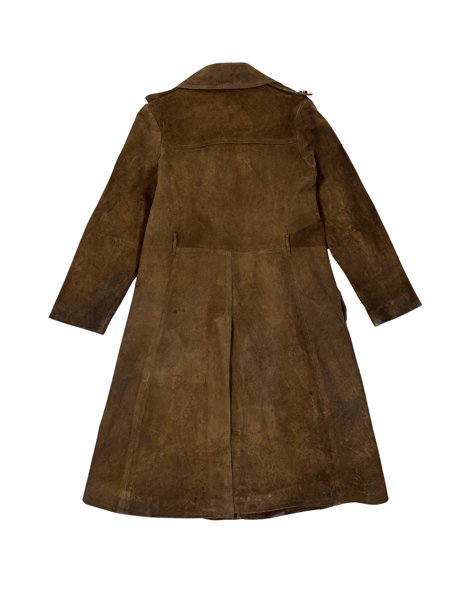 Vintage 70s "Western Grunge" Distressed Suede Leather Women's Coat - Funkify