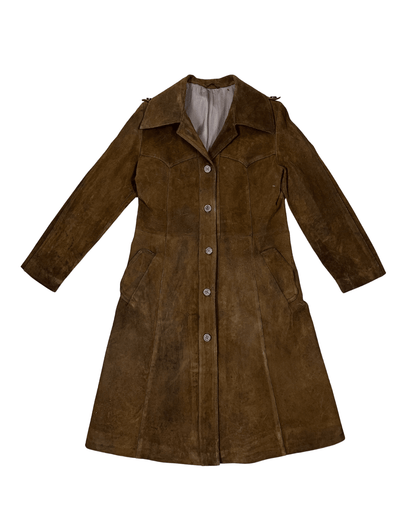 Vintage 70s "Western Grunge" Distressed Suede Leather Women's Coat - Funkify