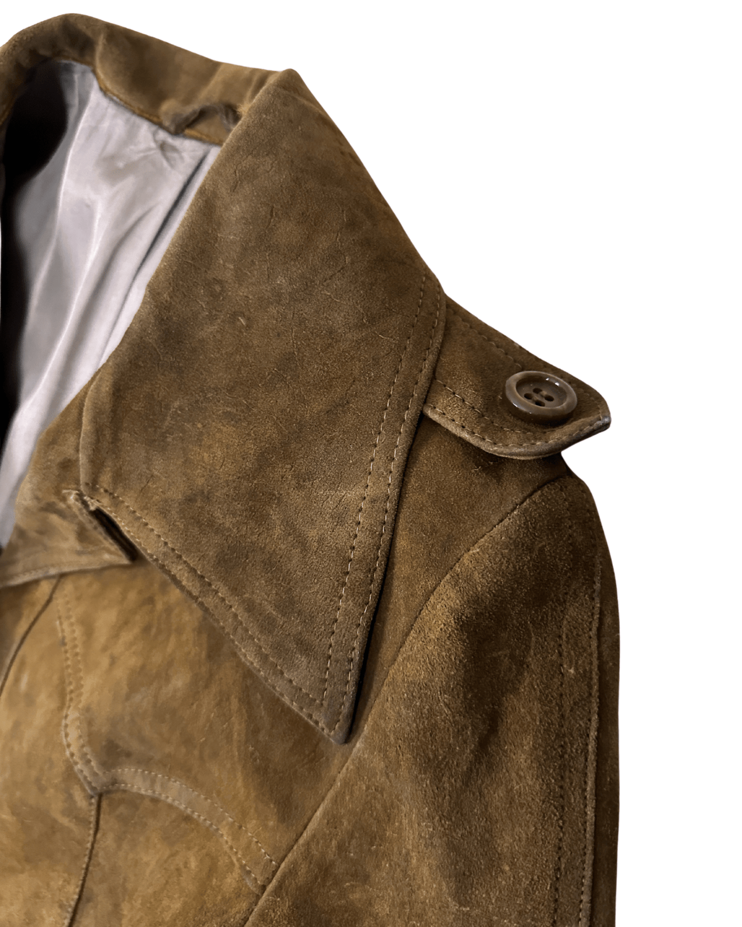 Vintage 70s "Western Grunge" Distressed Suede Leather Women's Coat - Funkify