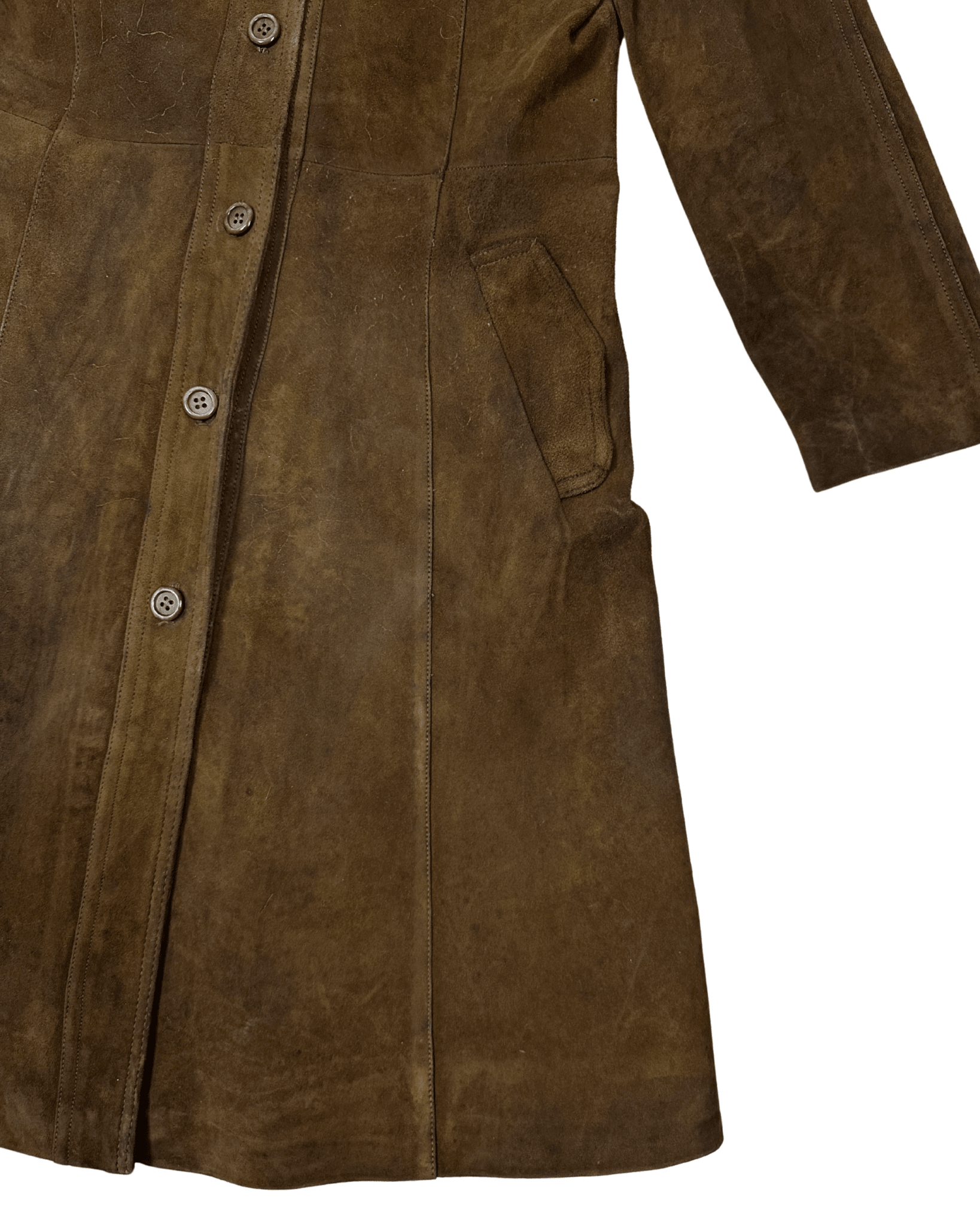 Vintage 70s "Western Grunge" Distressed Suede Leather Women's Coat - Funkify