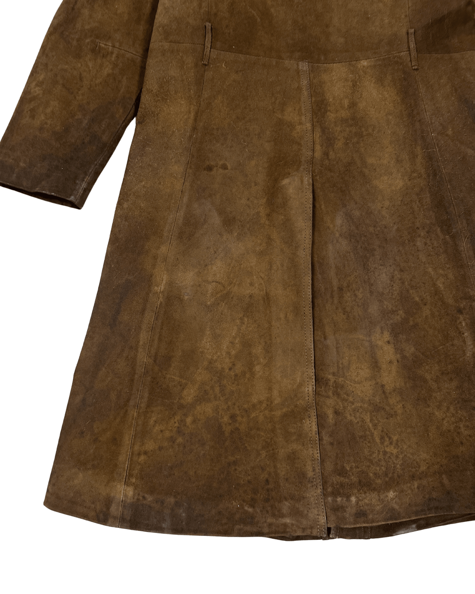 Vintage 70s "Western Grunge" Distressed Suede Leather Women's Coat - Funkify